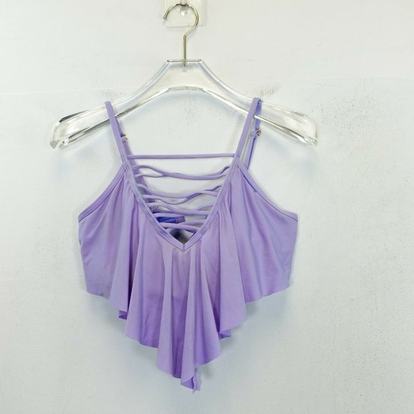 CALIFORNIA SUNSHINE Women's Lavender Bikini Top D/DD‎ Swimwear Ruffle Strappy - Picture 3 of 13